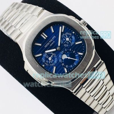 PPF Factory Replica Patek Philippe Nautilus Watch SS Blue Dial 41mm